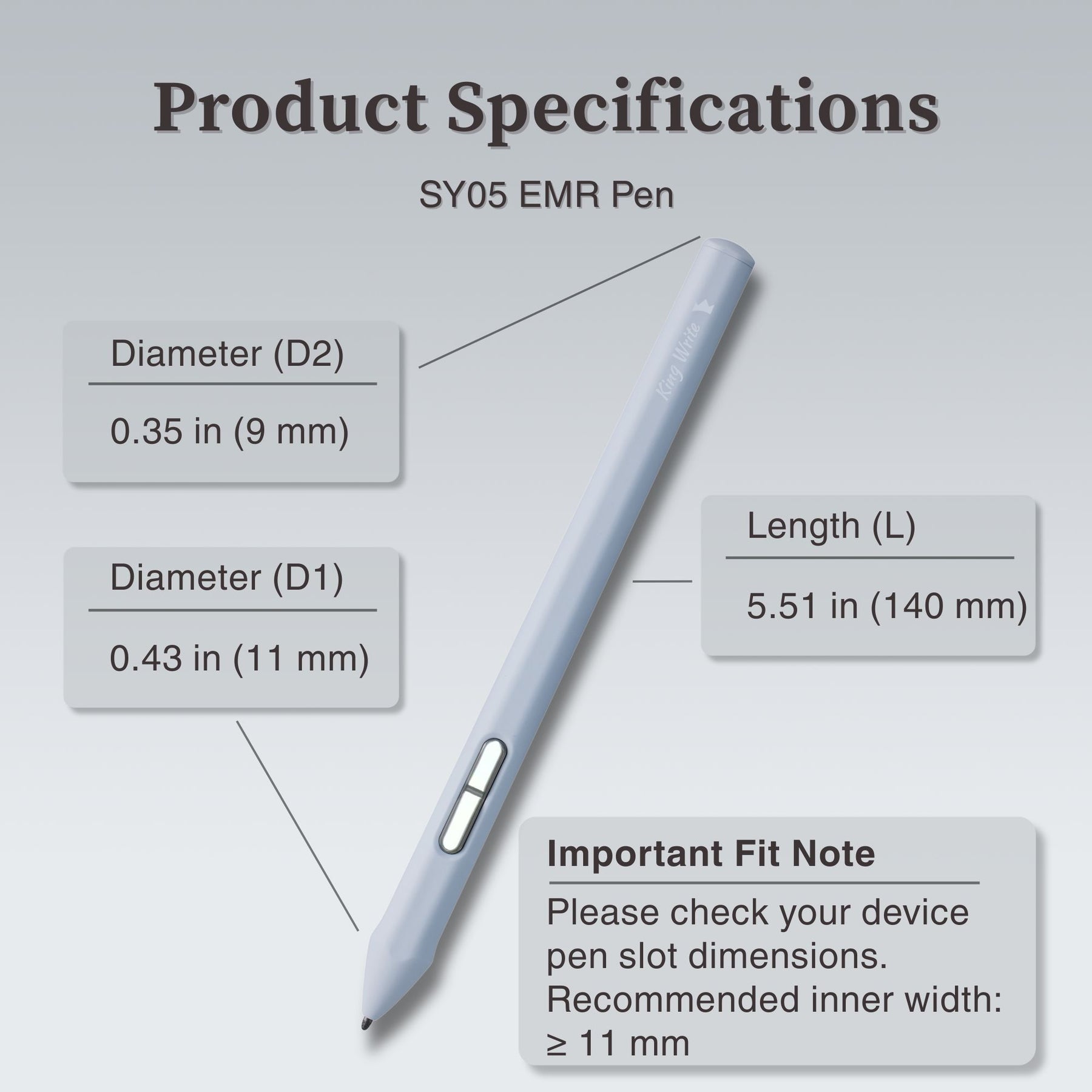 King Write SY05 EMR Stylus Pen for Kindle Scribe & reMarkable 2, 4096 Pressure, Digital Eraser, Battery-Free, Magnetic Attach, 10 Replacement Tips