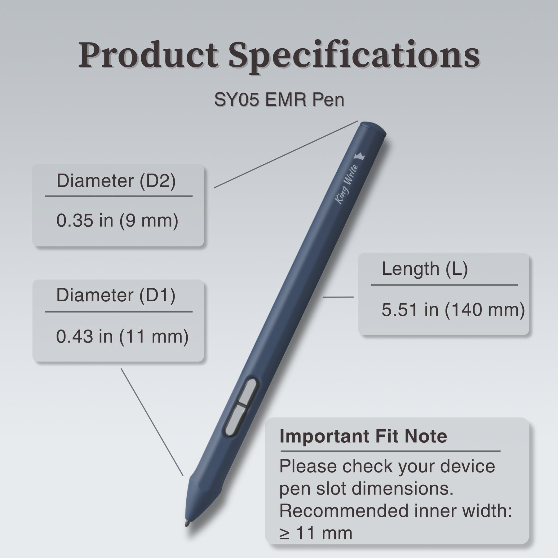 King Write SY05 EMR Stylus Pen for Kindle Scribe & reMarkable 2, 4096 Pressure, Digital Eraser, Battery-Free, Magnetic Attach, 10 Replacement Tips